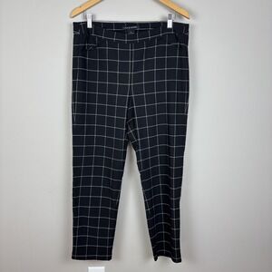 Zac & Rachel Dress Pants Womens 12 Black Windowpane Pull On Ankle Stretch Office